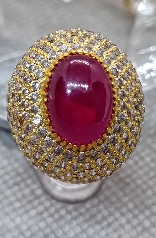 Beautiful Ring Red Chetam Stone FB 01